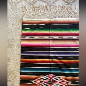 Vintage Mexican Blanket 1940s 1930s Wool Heirloom Stripe Saltillo Serape